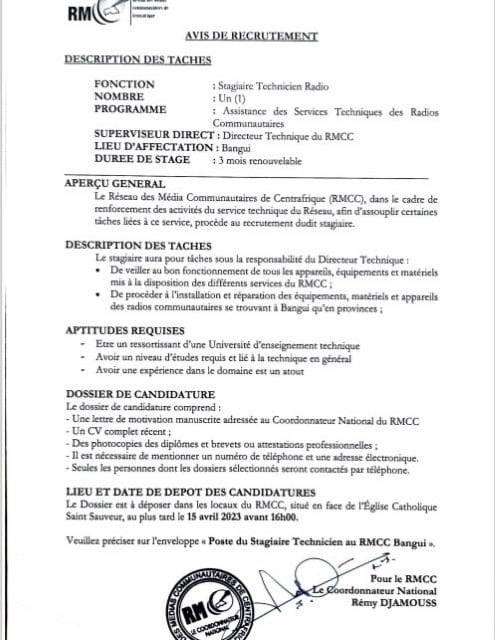 Le Réseau des Médias Communautaires recherche un assistant technicien radio