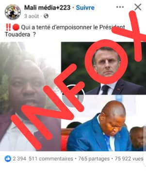 Non, le président centrafricain Touadéra n’a pas été victime d’une tentative d’empoisonnement à Paris