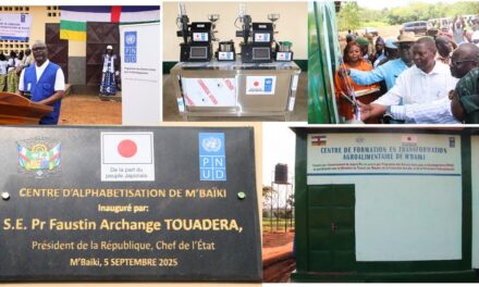 Centrafrique : Inauguration du Centre de transformation agroalimentaire à Mbaïki, réalisé par le PNUD, financé par le gouvernement japonais