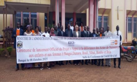 Lancement officiel du projet d’appui à la délivrance des actes de naissance aux femmes et enfants dans six localités de la RCA