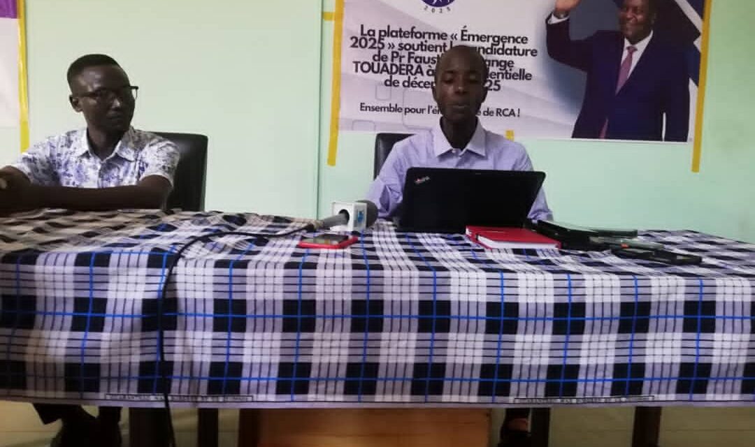 Centrafrique : la plateforme Émergence affirme son soutien à la candidature du Président Faustin Archange Touadéra