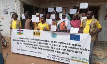 Centrafrique : vingt relais communautaires renforcent leurs capacités avec l’Association des Femmes pour le Développement