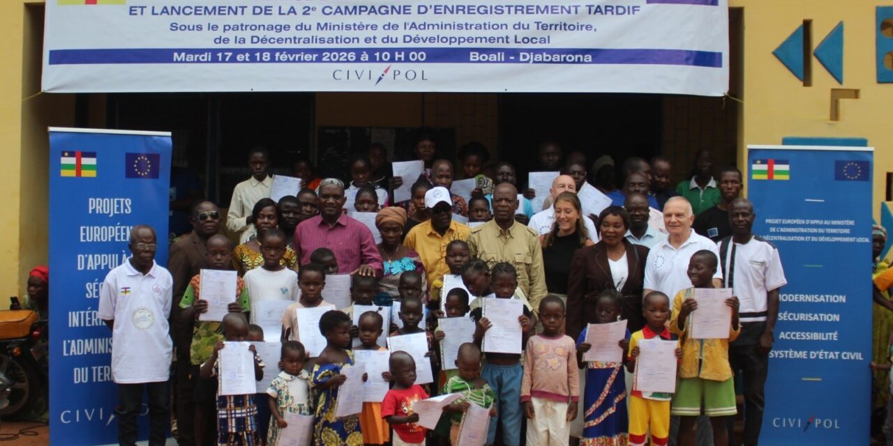 Centrafrique : Cinq mille enfants et jeunes de la préfecture de l’Ombella-Mpoko disposent désormais d’une identité légale