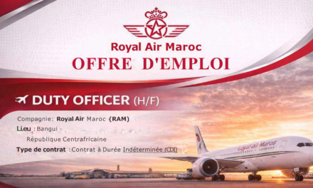 Royal Air Maroc recrute un (e) Duty Officer chargé (e) de coordonner ses activités en RCA