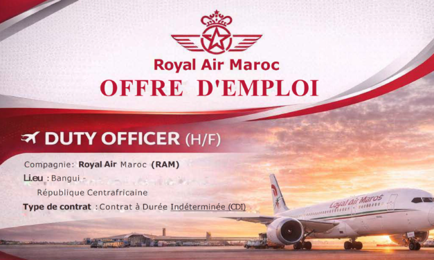 Royal Air Maroc recrute un (e) Duty Officer chargé (e) de coordonner ses activités en RCA