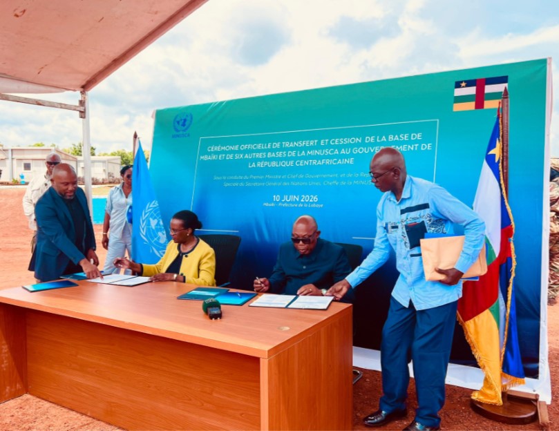 Passage de flambeau historique : la Minusca remet sept bases au Gouvernement centrafricain